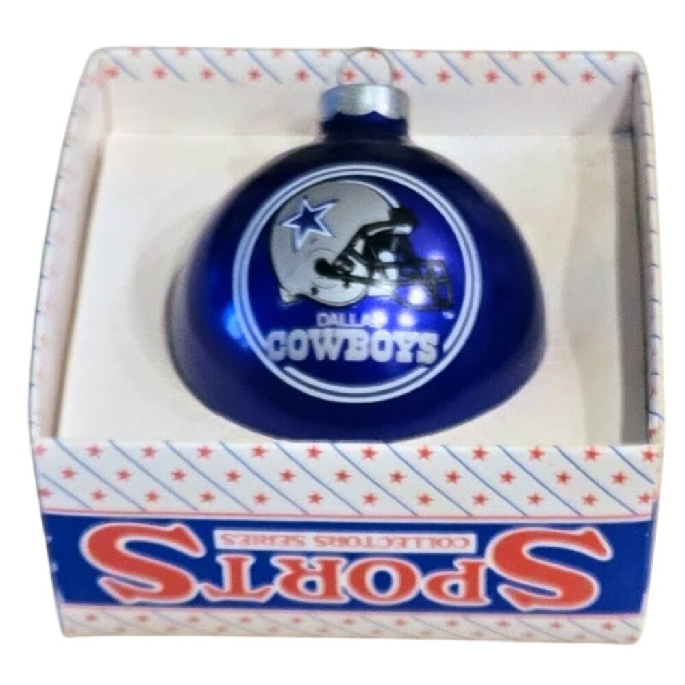 Sports Collectors Series Dallas Cowboys Glass Ornament 2.5" Orig Box Made in USA